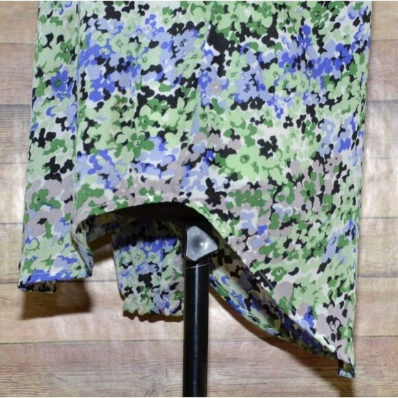 Maria Gabrielle Ladies Green Floral Blouse Top Size L Pleated Lightweight - Picture 6 of 12